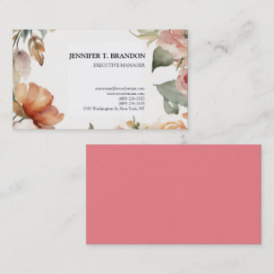 Minimalistische Plain Moderne Waterverf Bloemen Visitekaartje