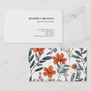 Minimalistische Plain Moderne Waterverf Bloemen Visitekaartje