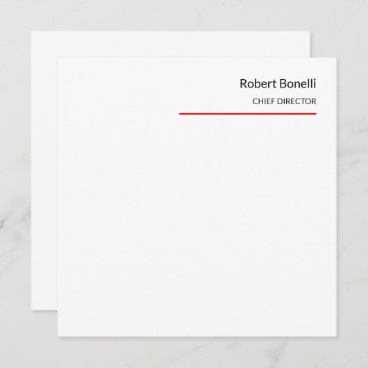 Minimalistische Plain Red White Modern Kaart (Voorkant / Achterkant)