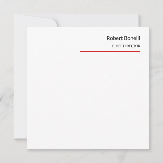 Minimalistische Plain Red White Modern Kaart (Voorkant)