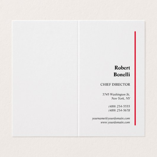 Minimalistische Plain Red White Modern Premium Pea Visitekaartje (Buitenkant ongevouwen)