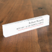 Minimalistische Plain Red White Moderne Notaris Naambordje (Zijkant)