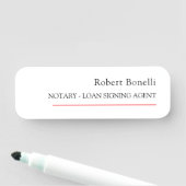 Minimalistische Plain Red White Moderne Notaris Naamplaatje (In situ)