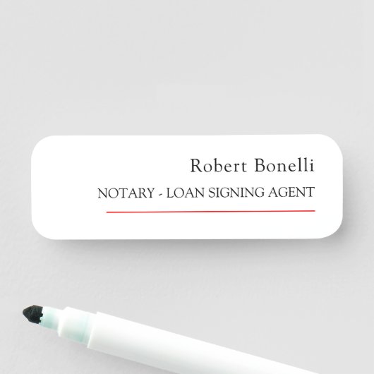 Minimalistische Plain Red White Moderne Notaris Naamplaatje (In situ)