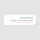 Minimalistische Plain Red White Moderne Notaris Naamplaatje (Voorkant)