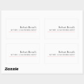 Minimalistische Plain Red White Moderne Notaris Rechthoekige Sticker (Vel)