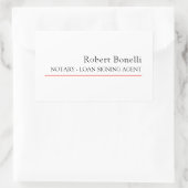Minimalistische Plain Red White Moderne Notaris Rechthoekige Sticker (Tas)