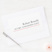 Minimalistische Plain Red White Moderne Notaris Rechthoekige Sticker (Envelop)