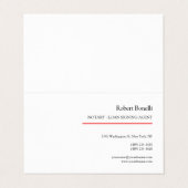 Minimalistische Plain Red White Moderne Notaris Visitekaartje (Buitenkant ongevouwen)