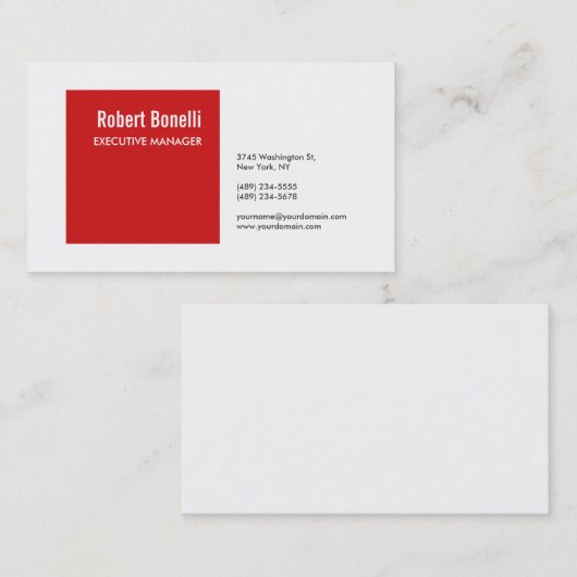 Minimalistische Plain Rood Wit Modern Mooi Visitekaartje (Voorkant / Achterkant)