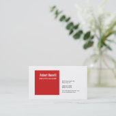 Minimalistische Plain Rood Wit Modern Mooi Visitekaartje (Staand voorkant)