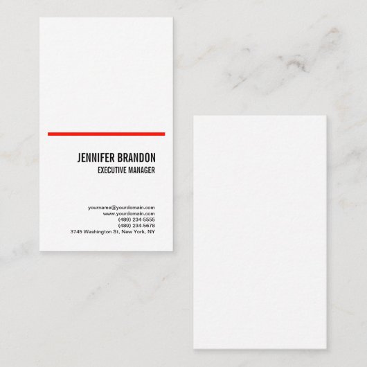 Minimalistische Plain Rood Wit Modern Professional Visitekaartje (Voorkant / Achterkant)