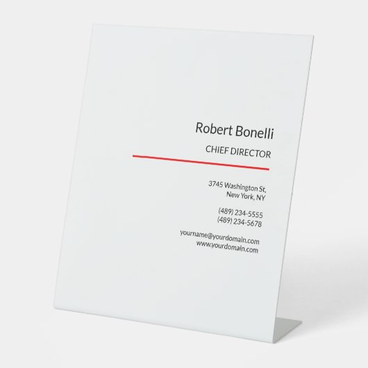 Minimalistische Plain Rood Wit Moderne Standaard Reclamebord Met Voetstuk (Voorkant)