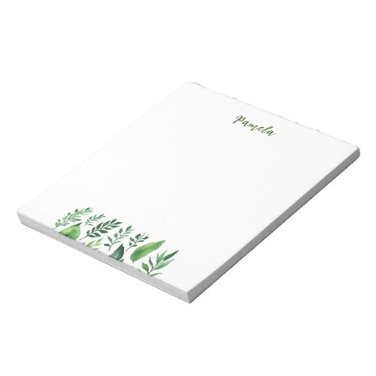 Minimalistische Plain Schattigee Eigen Naam Bloeme Notitieblok (Linkerzijde)