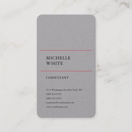 Minimalistische Plain Simple Premium Grey Professi Visitekaartje (Voorkant)