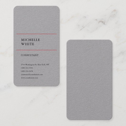 Minimalistische Plain Simple Premium Grey Professi Visitekaartje (Voorkant / Achterkant)