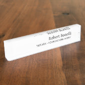 Minimalistische Plain White Moderne Notaris Loan A Naambordje (Zijkant)