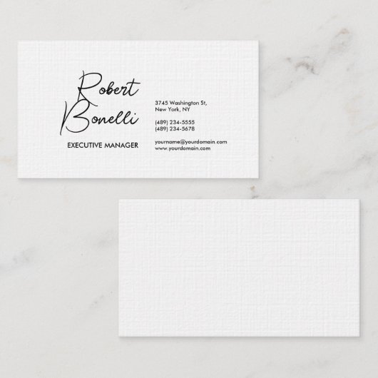 Minimalistische Plain Zwart & Wit Modern Mooi Linn Visitekaartje (Voorkant / Achterkant)