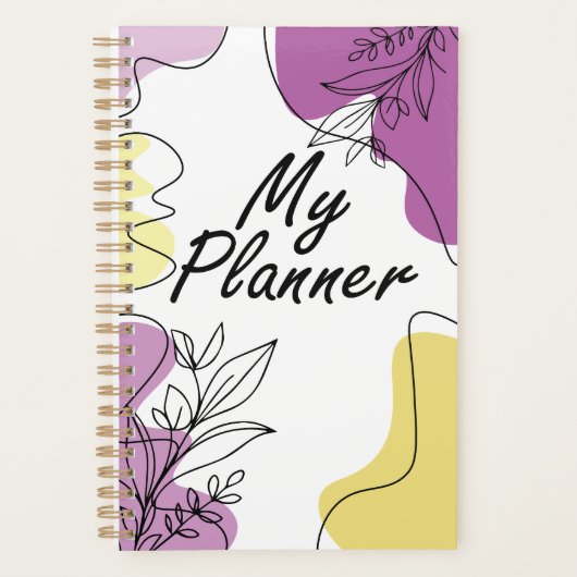 Minimalistische plannermap -Lijnkunst Bloemige not Planner (Voorkant)