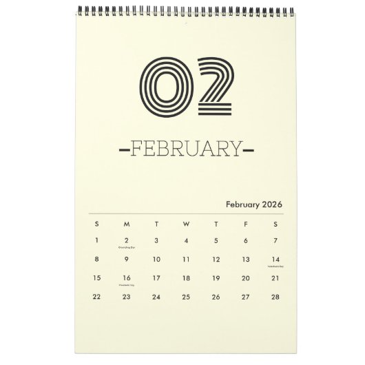 Minimalistische Planners Kalender (Feb 2026)