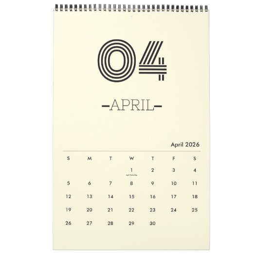 Minimalistische Planners Kalender (Apr 2026)