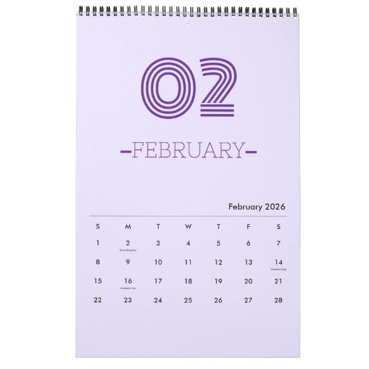 Minimalistische Planners Kalender (Feb 2026)