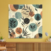 Minimalistische plantaardige lijnkunst met aardse  canvas afdruk (Insitu (Woonkamer))