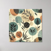 Minimalistische plantaardige lijnkunst met aardse  canvas afdruk (Voorkant)