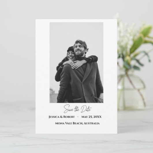 Minimalistische platte bewaar de datum kaart (Staand voorkant)