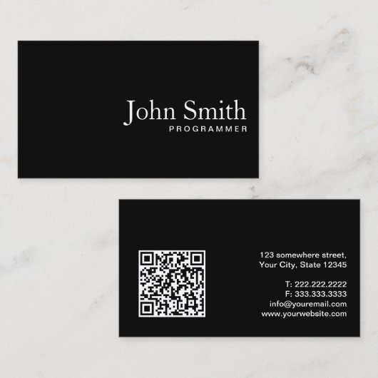 Minimalistische platte QR-codecoder Visitekaartje (Voorkant / Achterkant)