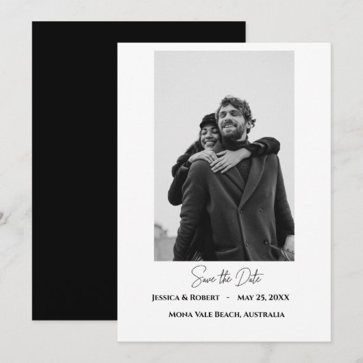 Minimalistische platte Save The Date kaart (Voorkant / Achterkant)