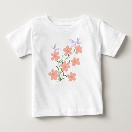 Minimalistische platte vector perzik bloemenspray (Voorkant)