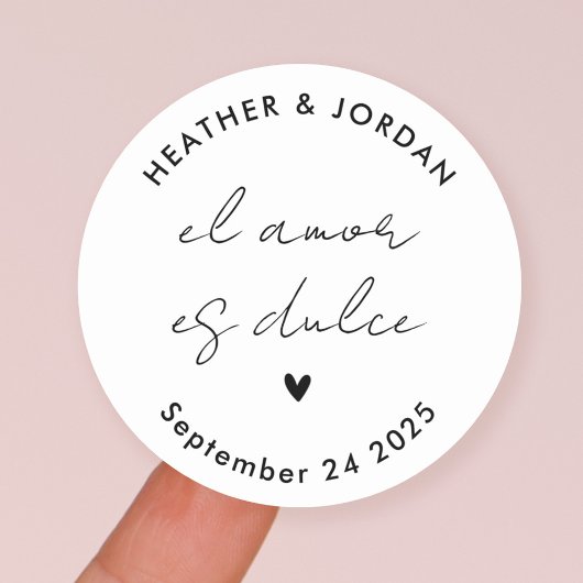 Minimalistische pleitbezorger El Amor es Dulce Wed Ronde Sticker