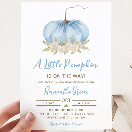 Minimalistische pompoen baby shower voor jongen in kaart