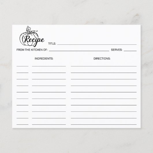 Minimalistische pompoen, eenvoudige Kaart in de ke (Voorkant)