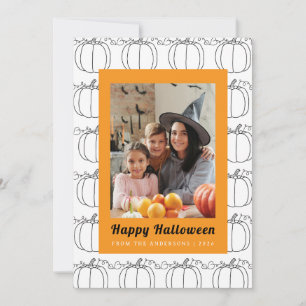 Minimalistische pompoen Happy Halloween 1 Foto Feestdagenkaart