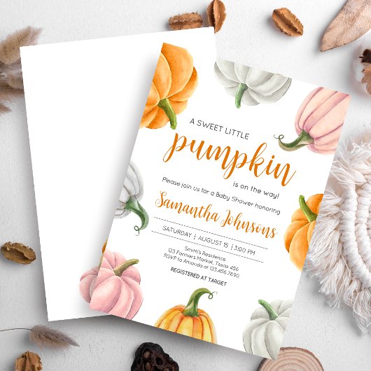 Minimalistische pompoen Herfst Baby shower Kaart