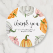 Minimalistische Pompoen Herfst Baby shower Ronde Bedankjes Labels (Voorkant)