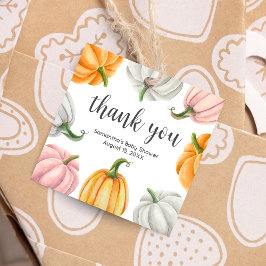 Minimalistische pompoen Herfst Baby shower Square Bedankjes Labels