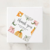 Minimalistische pompoen Herfst Baby shower Square Bedankjes Labels (In situ)