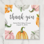 Minimalistische pompoen Herfst Baby shower Square Bedankjes Labels (Voorkant)