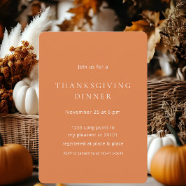 Minimalistische pompoen Sinaasappel Thanksgiving D Kaart