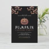 Minimalistische pompoen Spooky Carving Party Hallo Kaart (Staand voorkant)