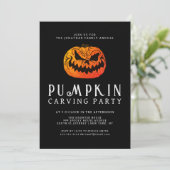 Minimalistische pompoen Spooky Carving Party Hallo Kaart (Staand voorkant)