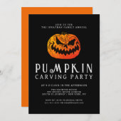 Minimalistische pompoen Spooky Carving Party Hallo Kaart (Voorkant / Achterkant)