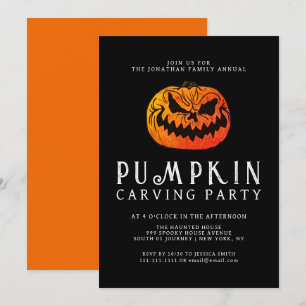 Minimalistische pompoen Spooky Carving Party Hallo Kaart