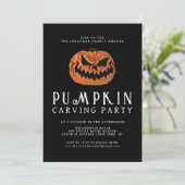 Minimalistische pompoen Spooky Carving Party Hallo Kaart (Staand voorkant)