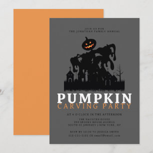 Minimalistische pompoen Spooky Carving Party Hallo Kaart