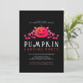 Minimalistische pompoen Spooky Carving Party Hallo Kaart (Staand voorkant)