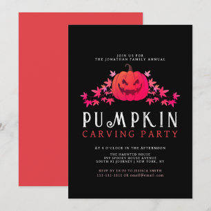 Minimalistische pompoen Spooky Carving Party Hallo Kaart